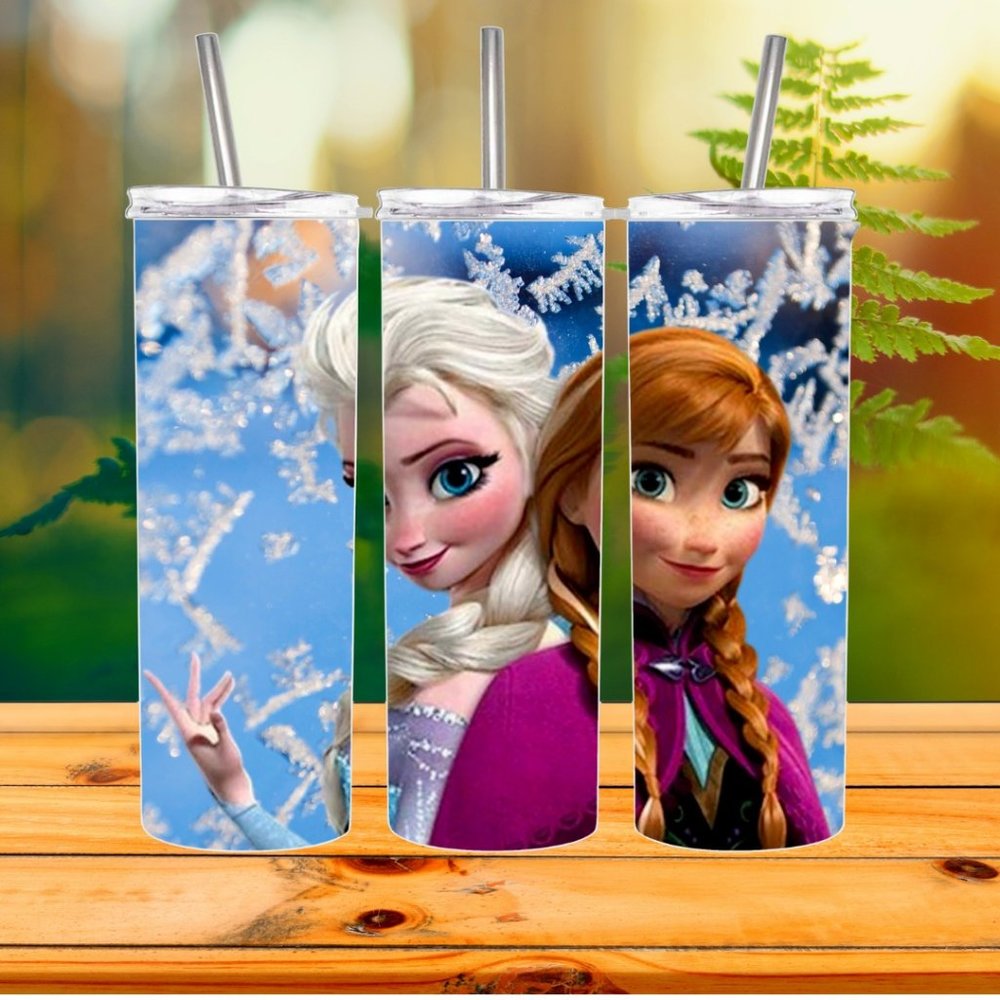 Disney Frozen Elsa and Ana 20 Oz Stainless Steel Tumbler